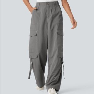 HALARA Women's Wide Leg Cargo Pants in Gray